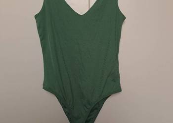 Reserved Zielone Body z prążkowanej dzianiny S