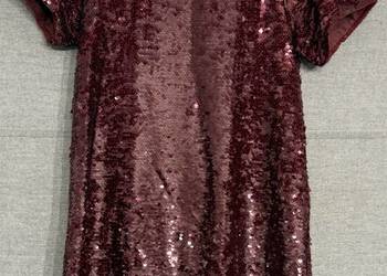 Dziewczęca purpurowa sukienka w cekiny ZARA rozmiar 140