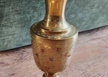 Zjawiskowy Wazon Vintage z Indii | Ręcznie Grawerowany MOSIĄDZ | 20 cm