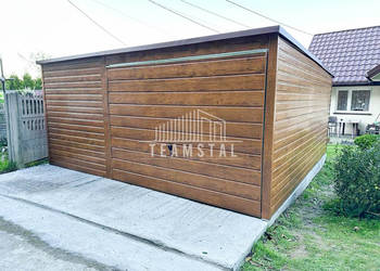 GARAŻ BLASZANY 5m x 6m poziom - spad tył Brama + okno TS517