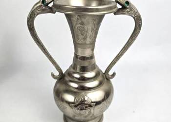 Wazon z uchwytami w kształcie głów węży metal Francja poł. XXw