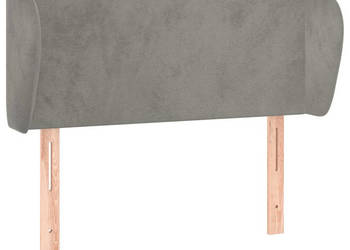 Zagłówek uszak jasnoszary 83x23x78/88 cm aksamitny WM-3116894