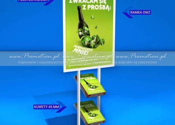 Biały stojak na plakat A1 i katalogi A4 do biura oraz showroomu firmy