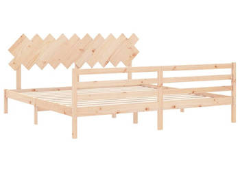 Rama łóżka z wezgłowiem lite drewno 200x200 cm WM-3195306