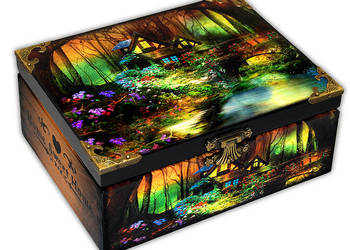 SZKATUŁKA DREWNIANA pudełko MAGICAL FOREST 19x14