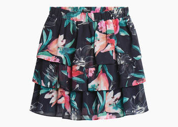 Spódniczka z falbankami granatowa kwiaty spódnica falbany XS