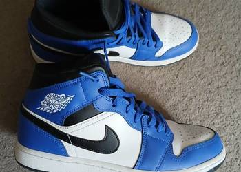 Buty Nike Air Max Jordan 1 Mid, Game Royal, rozmiar 44,białe,niebieskie