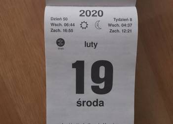 Kartka z kalendarza zdzieraka oryginalnego od 1987 do 2024