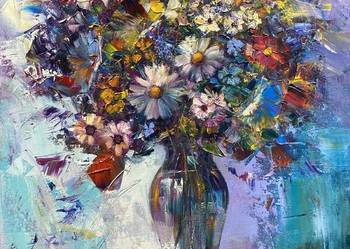 Pitsko Giennadij Polne kwiaty 70x50 obraz olejny