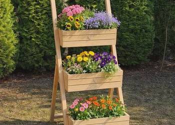 Drewniany Stojak Na Kwiaty Kwietnik Drabinka