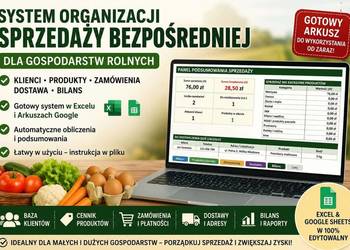 System organizacji sprzedaży bezpośredniej dla gospodarstw rolnych | Excel
