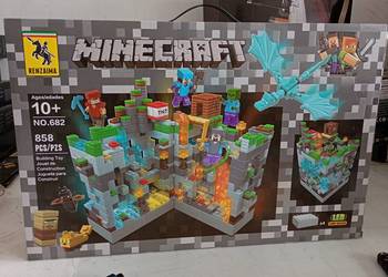 Zestaw Klocków Minecraft Jaskinia z Podświetleniem LED – 858 elementów
