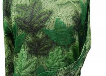 Sweter ażurowy damski oversize liście zielony biust 120 cm