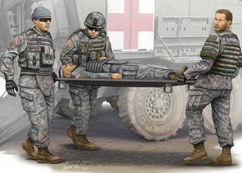 Stretcher Ambulance Team - Modern US Army - Trumpeter