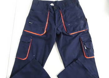 Solidne Spodnie Robocze Bojówki – Granatowe z Pomarańczowym S/M