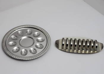 Zestaw stalowy – taca na jajka + krajalnica do jajek - stal nierdzewna