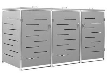 vidaXL Osłona na 3 kosze na śmieci, 207x77,5x112,5 cm, stal nier(sku149560)