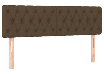 Zagłówek do łóżka z LED ciemnobrązowy 144x7x78/88 cm tkanina WM-3121949