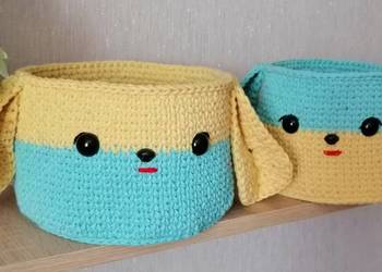 Ręcznie wykonane koszyczki z motywem dziecięcym. Wykonane szydelkiem.