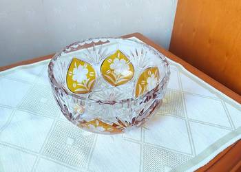 Kryształowa misa bomboniera barwiona Huta Julia 1975 rok