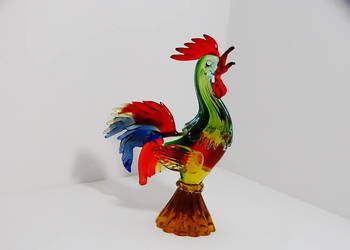Figurka ze szkła Murano przedstawiająca koguta w dynamicznej pozie 26 cm
