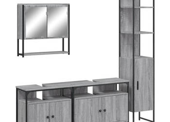 4-częściowy zestaw mebli łazienkowych szary dąb sonoma WM-3214688