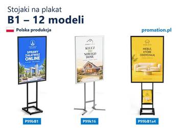 Ekspozytory plakatowe B1 z miejscem na ulotki promocyjne