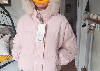 Nowa damska kurtka z kapturem w kolorze pudrowy róż,  rozmiar M