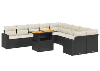 11-cz. zestaw wypoczynkowy do ogrodu poduszki czarny rattan PE WM-3271504