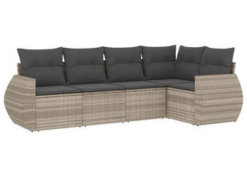 5-cz. zestaw mebli do ogrodu poduszki jasnoszary rattan PE WM-3253669