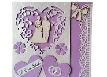 Kartki Pamiątka Ślub Para Młoda W Sercu Koronka K4 Srebro – Fiolet