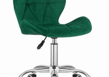 Krzesło obrotowe biurowe z szerokim oparciem welur aksamit zielone
