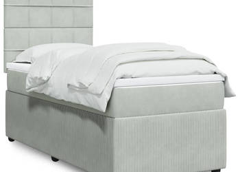 Łóżko kontynentalne z materacem jasnoszare aksamit 80x200 cm WM-3294490