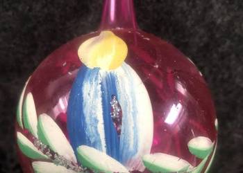 Kmpl 9szt ręcznie malowane bombki choinkowe PRL lata 50/60 XX w.Vintage