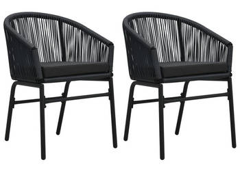 Krzesła ogrodowe 2 szt. czarne rattan PE WM-48135