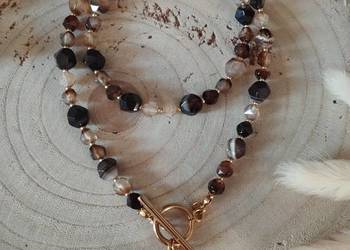 Naszyjnik ważka agat kawowy 45 cm