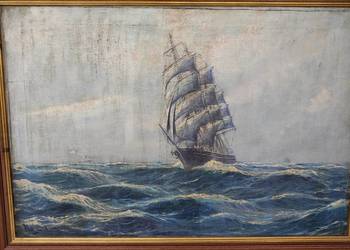 Stary obraz olejny Morze Bałtyckie