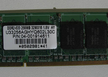 Pamięć RAM Hynix/Unifasa 256MB DDR2 PC4200 533Mhz 200pin
