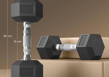 Hantle żeliwne SONGMICS 2 × 5 kg – nowe, nieużywane