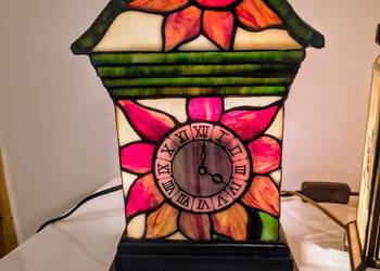 Tiffany lampa witrażowa stołowa nocna kominkowa "zegar"