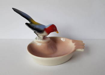 Popielniczka z ptaszkiem / ptakiem (nr 2), ptak, Chodzież, porcelit PRL