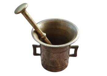 Stary mosiężny moździerz kuchenny sygnowany lata 40 unikat zabytek rarytas