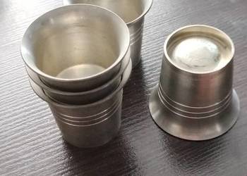 Metalowe kieliszki z cyny stare 5 sztuk
