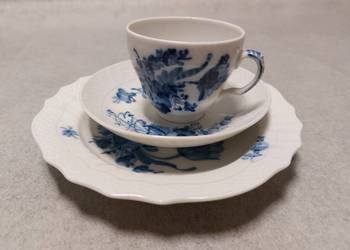 ROYAL COPENHAGEN Filiżanka Blue Flower A.Krog Trio Śniadaniowe Kobaltowe Kw