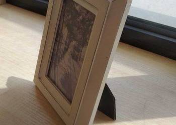 Drewniana ramka na zdjęcia biała boho