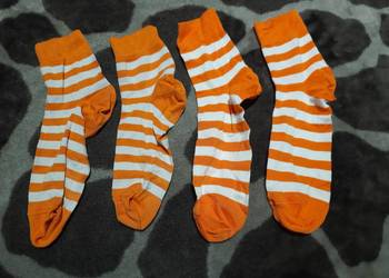 Skarpetki w paski biało pomarańczowe Calzedonia UOMO UC0204 uniseks