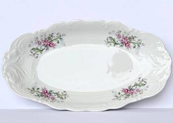 Półmisek Wałbrzych biała porcelana vintage lata 70 XX dekor róże reliefy