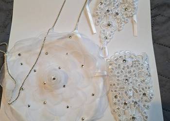 Torebka komunijna różyczka I rękawiczki