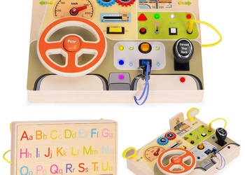Drewniana tablica manipulacyjna LED sensoryczna dla dzieci panel edukacyjn…
