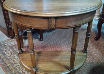 Konsola przyścienna dębowa półokrągła stolik lite drewno